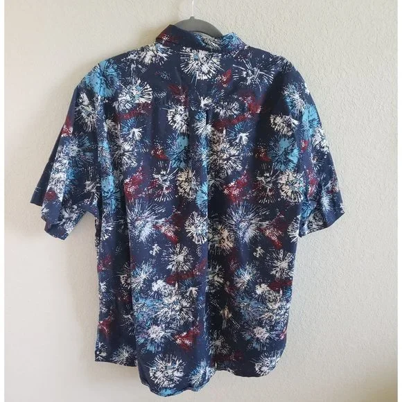 ARGYLECULTURE Russell Simmons Mens Size XXL Button shirt Fireworks July 4 - Picture 2 of 6